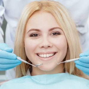 Woman getting dental work